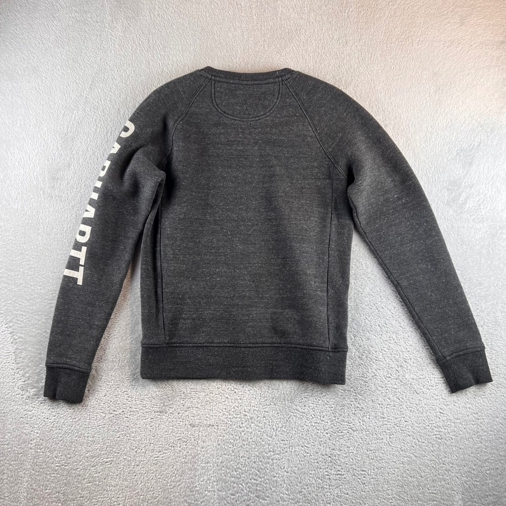 Carhartt Womens Relaxed Fit Logo Sleeve Sweatshirt Charcoal Gray XS 0/2 Raglan - Picture 2 of 7